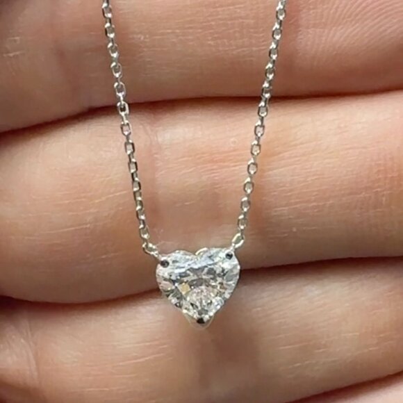 2.00 Carat Heart Brilliant Lab-Grown Diamond Pendant in 14K White Gold - Picture 5 of 5